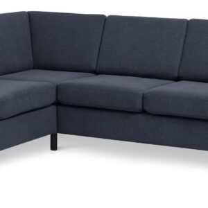 Wendy set 7 corner hjørnesofa - blå polyester stof og sort træ