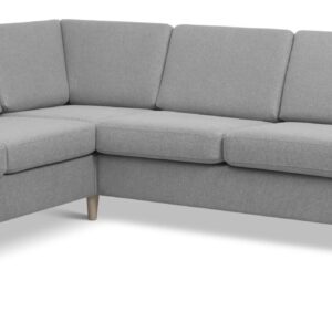 Wendy set 7 corner hjørnesofa - grå polyester stof og natur træ