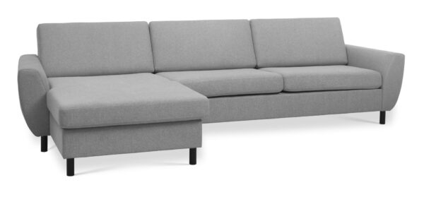 Wendy set 8 3D XL sofa, m. chaiselong - grå polyester stof og sort træ