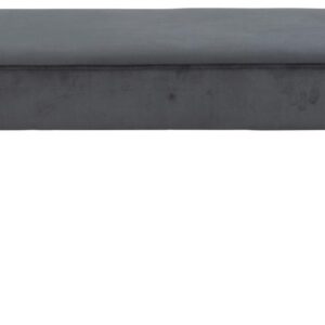 ACT NORDIC Xenia bænk, rektangulær - mørkegrå stof og sort metal (95x38)