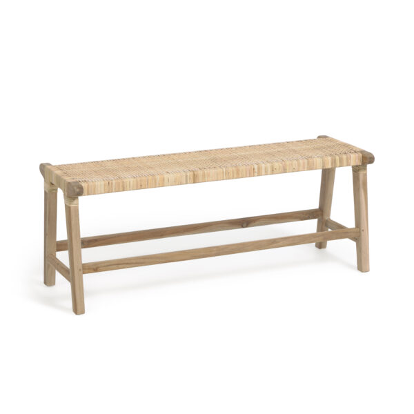KAVE HOME Beida bænk, rektangulær - natur rattan og teaktræ (120x40)